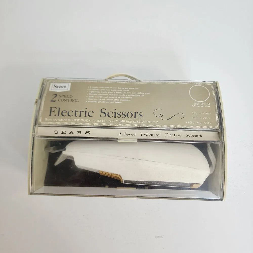 Electric Scissors 2-Speed Control 10-ft‎ Cord Light; Vintage Sears Model 25.2179